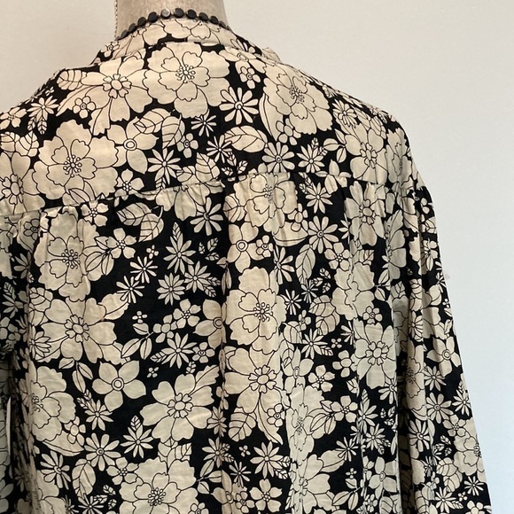 Gap Beige Black Floral BabyDoll Dress Medium Tall - Picture 10 of 14